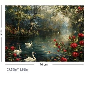 Swan Lake With Red Roses 1000 Piece Jigsaw Puzzle Sealed